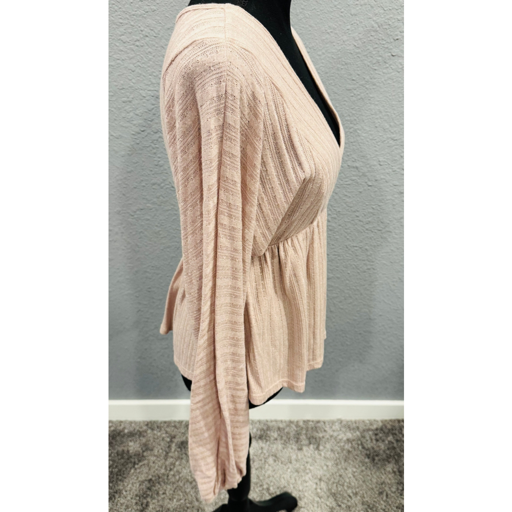 Peach Lane Mauve Long-Sleeve Peplum Surplice Top, Size M, NEW - Picture 3 of 8